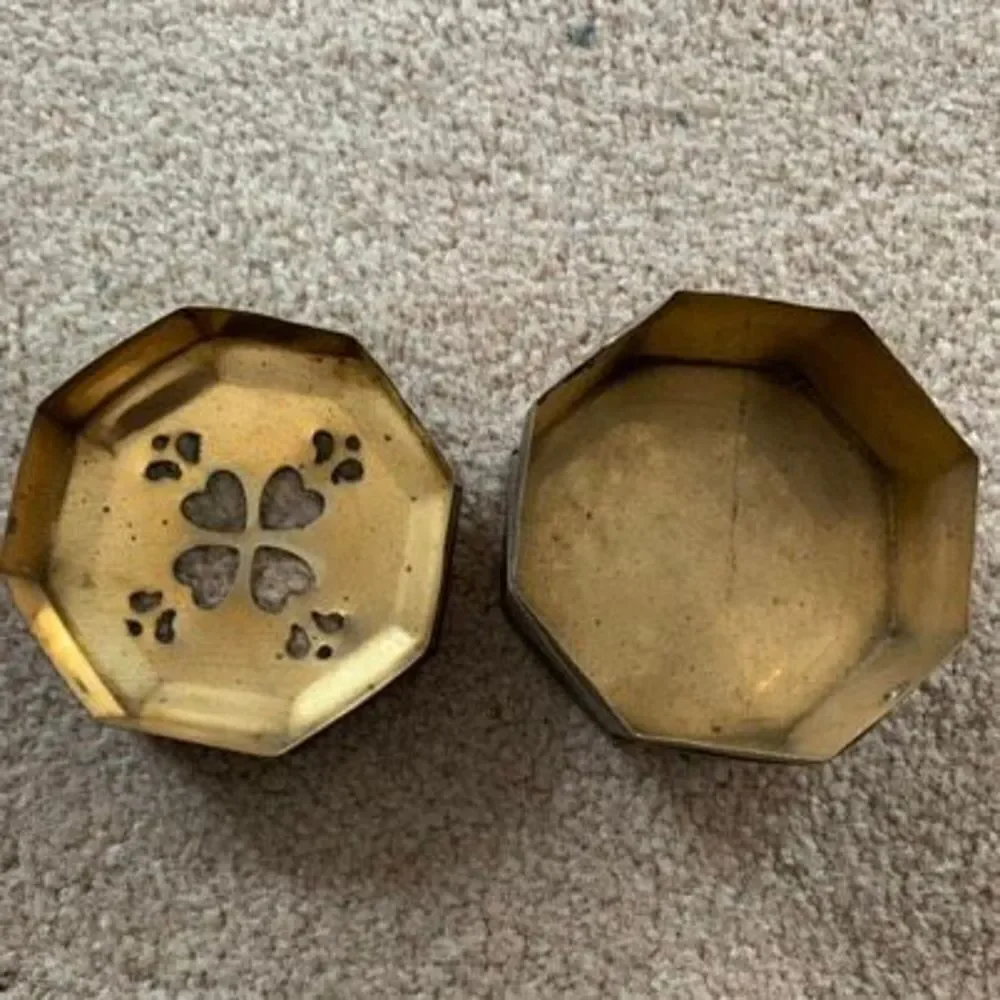 Brass 3” Octagon Trinket Box With Lid Made In India